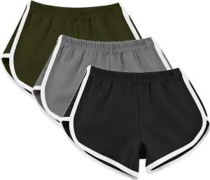3 Pack Women's Dolphin Running Workout Shorts, Fashion Summer Lounge Short Pants Elastic Waist Athletic Yoga Shorts