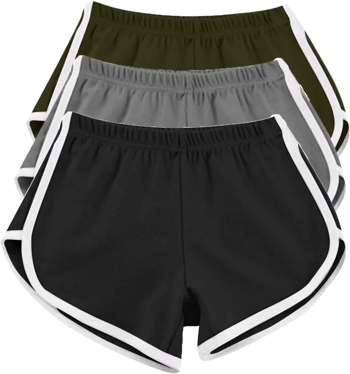 3 Pack Women's Dolphin Running Workout Shorts, Fashion Summer Lounge Short Pants Elastic Waist Athletic Yoga Shorts