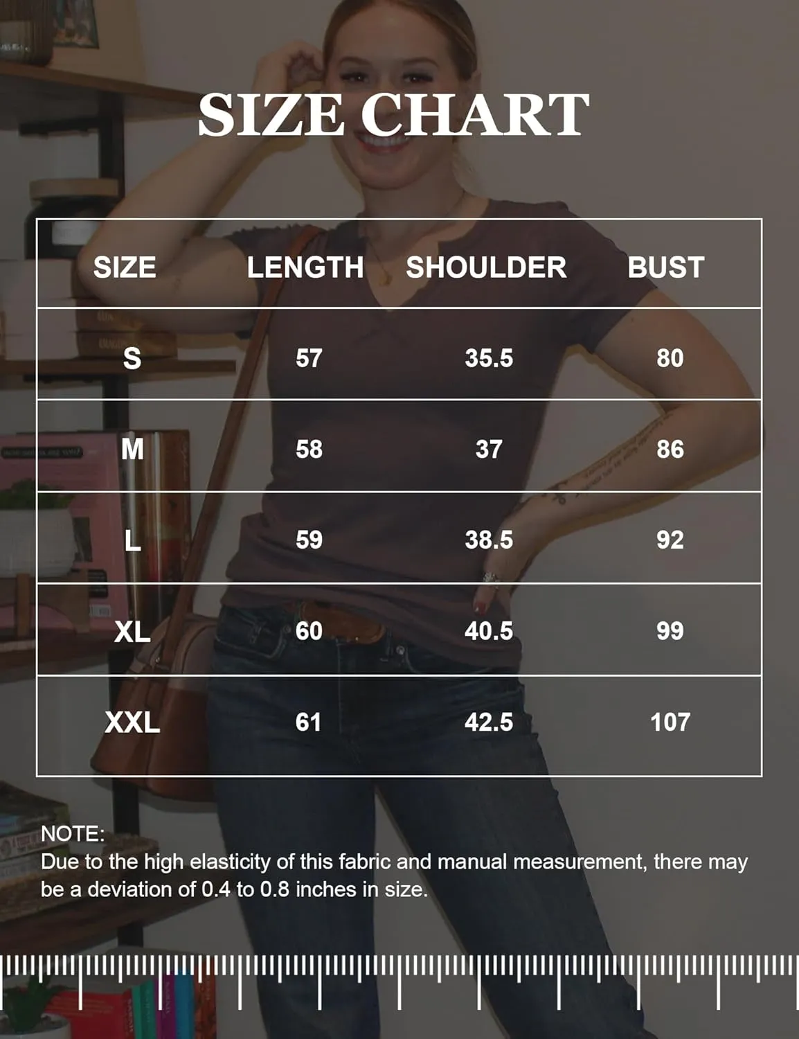 AKEWEI Women's Short Sleeve Tops Soft V Neck Ribbed Knit Shirts Basic Comfortable Clothes Tunic