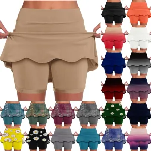 Athletic Skorts for Woman, Skorts for Curvy Women Dressy Skirts Tummy Control High Waisted Skirts with Shorts Underneath
