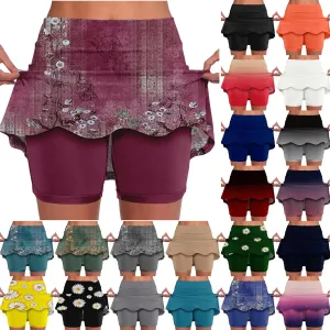 Athletic Skorts for Woman, Skorts for Curvy Women Dressy Skirts Tummy Control High Waisted Skirts with Shorts Underneath
