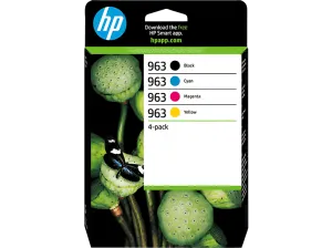 Cartucho de tinta - HP 963, Negro, Cian, Magenta, Amarillo, Hasta 1000 páginas en negro, Hasta 700 páginas en color, HP Planet Partners