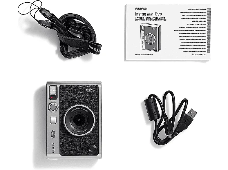 Cámara instantánea - Fujifilm Instax Mini Evo, ISO 100 - 1600, Pantalla LCD, Bluetooth, Negro