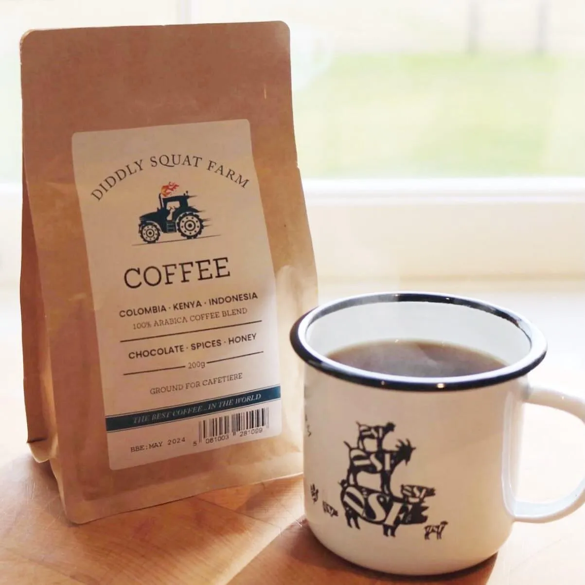 DIDDLY SQUAT FARM SHOP ENAMEL COFFEE MUG / TEA CUP