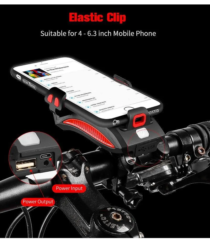 Farol Lanterna de Bicicleta com Carregador para Celular