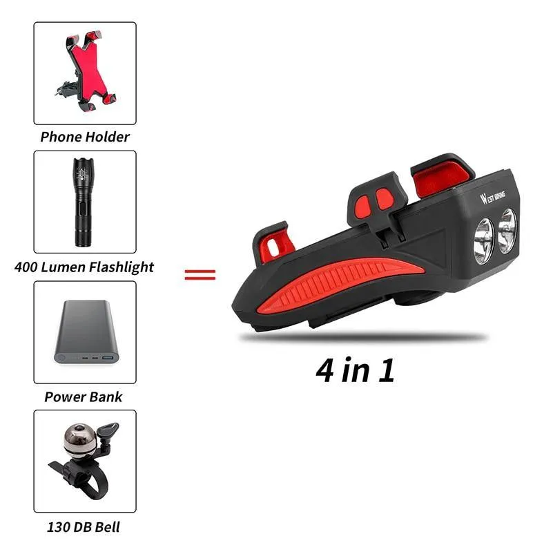 Farol Lanterna de Bicicleta com Carregador para Celular
