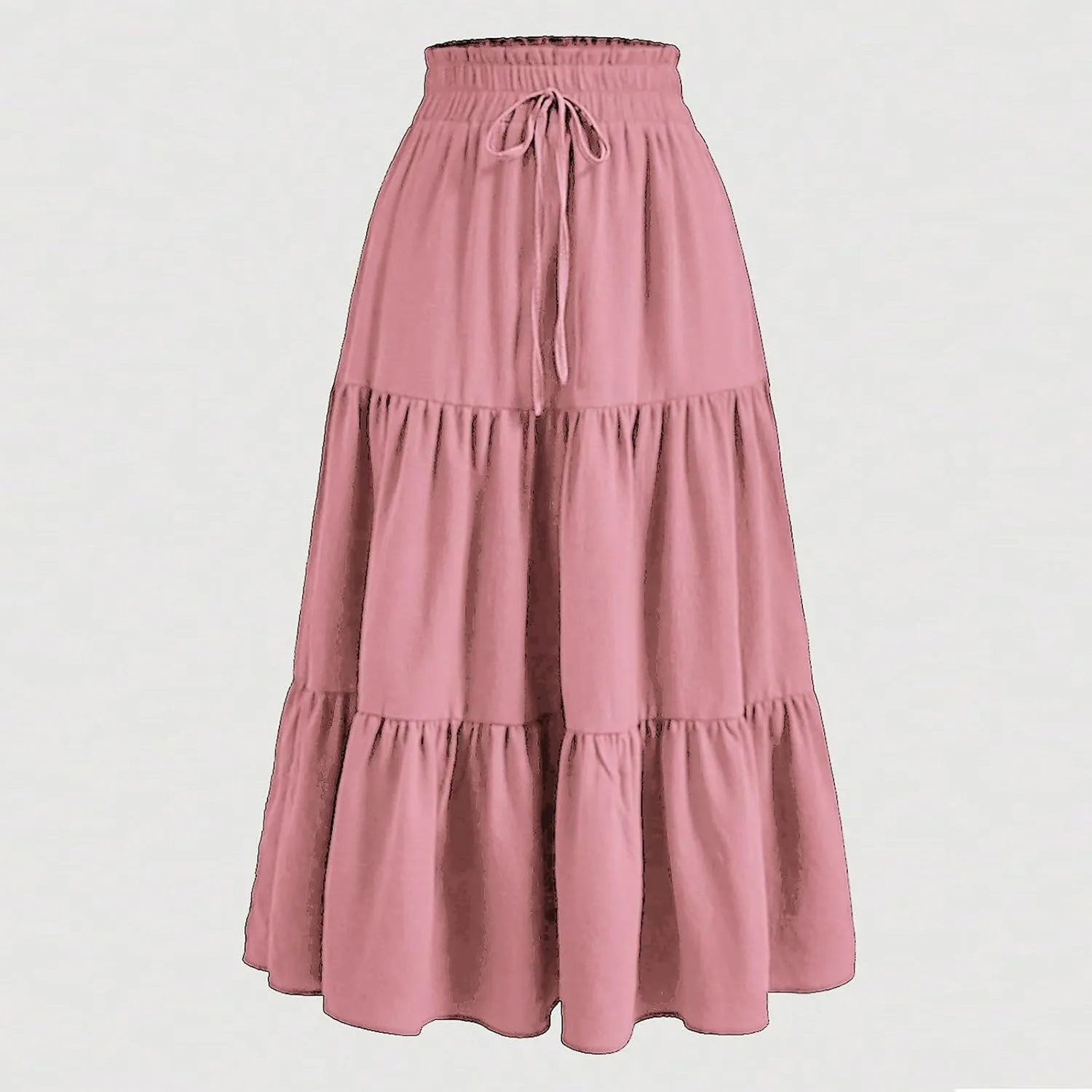 Maxi Skirts for Women 2025 Boho Floral Elastic Waist Tiered Long Skirt Flowy Summer Vacation Aline Beach Skirt