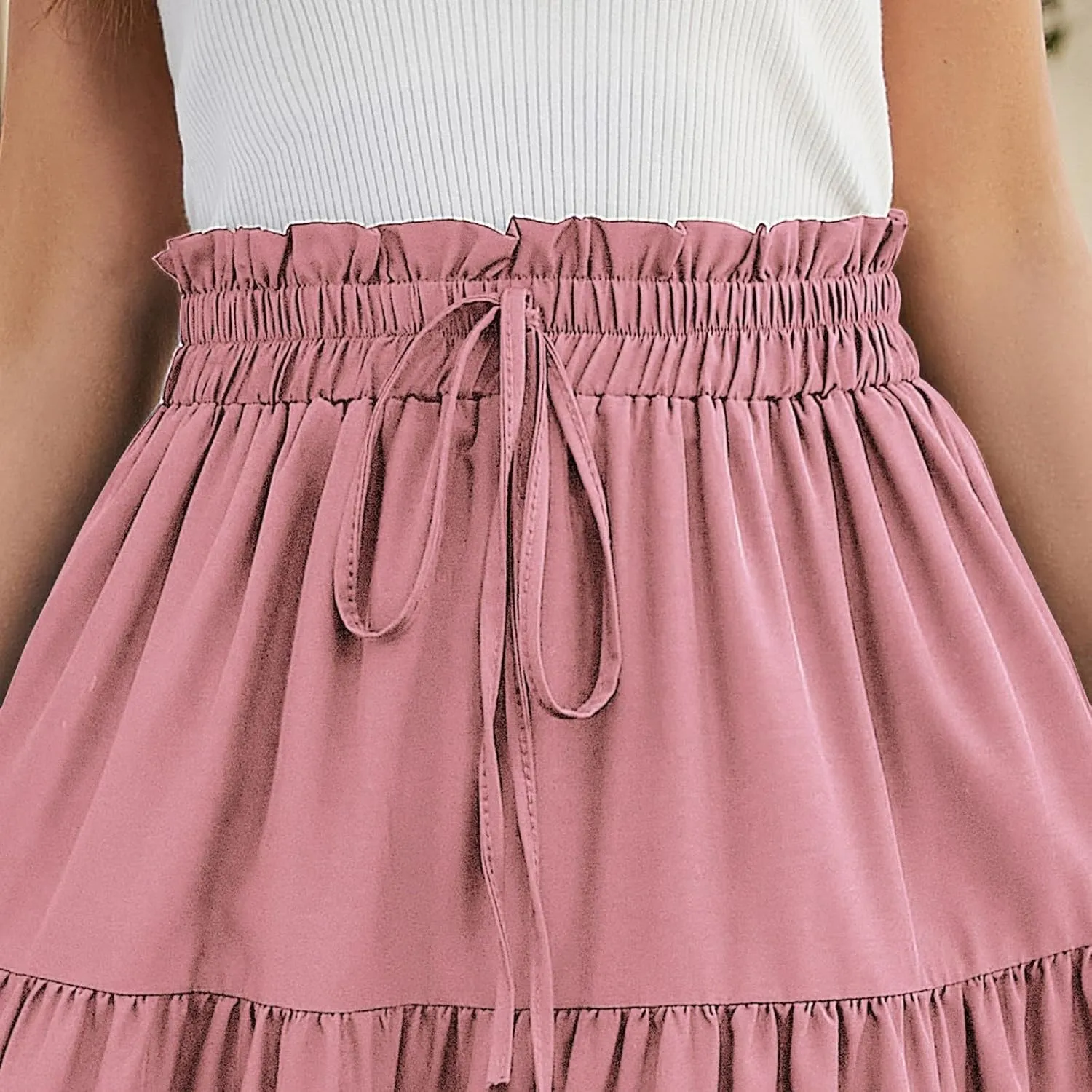 Maxi Skirts for Women 2025 Boho Floral Elastic Waist Tiered Long Skirt Flowy Summer Vacation Aline Beach Skirt