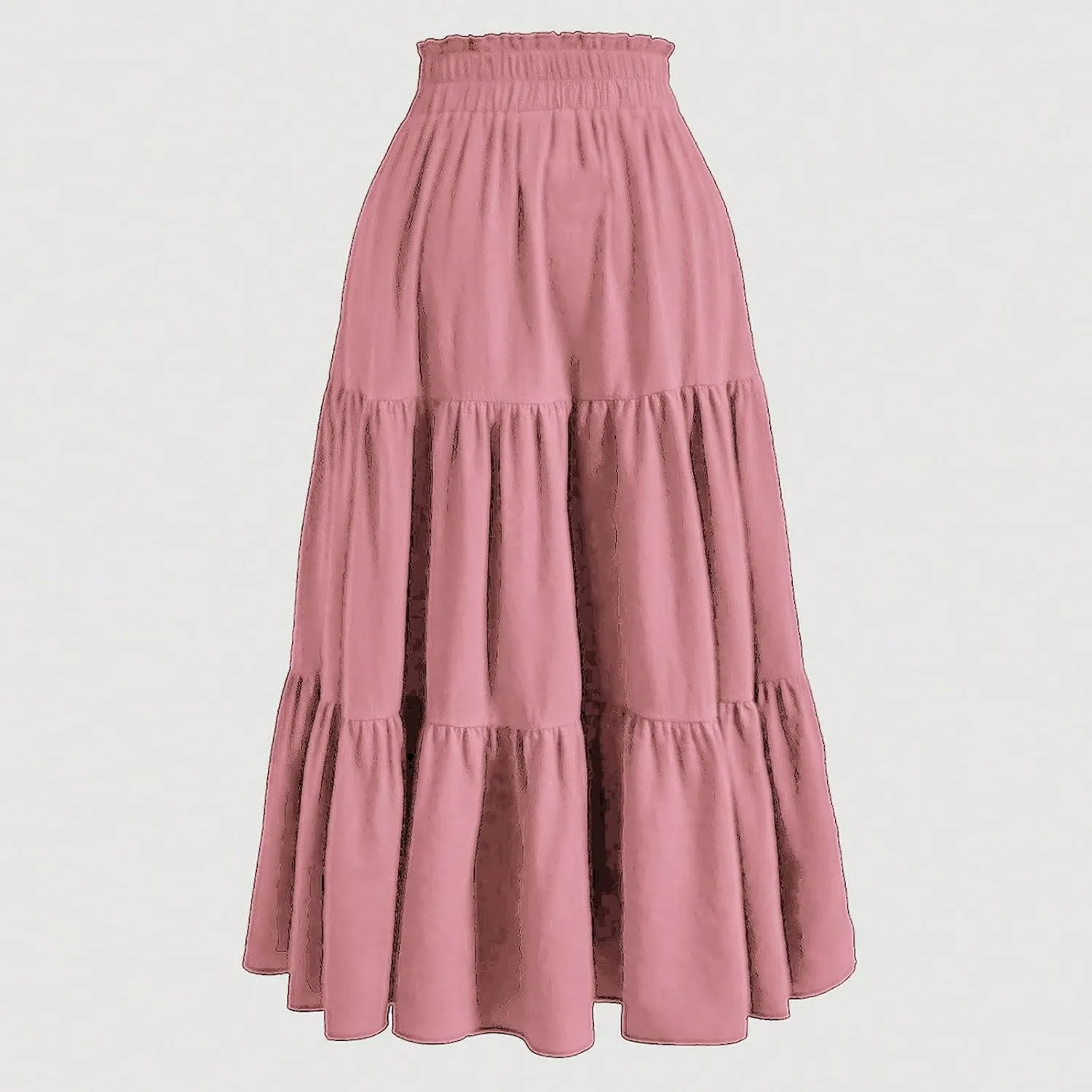 Maxi Skirts for Women 2025 Boho Floral Elastic Waist Tiered Long Skirt Flowy Summer Vacation Aline Beach Skirt