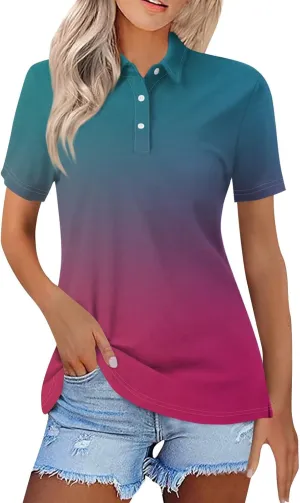 Polo Shirts for Women Short Sleeve Collared Tees Business Casual Button Down Blouses Summer Basic Tunic Tops 2025