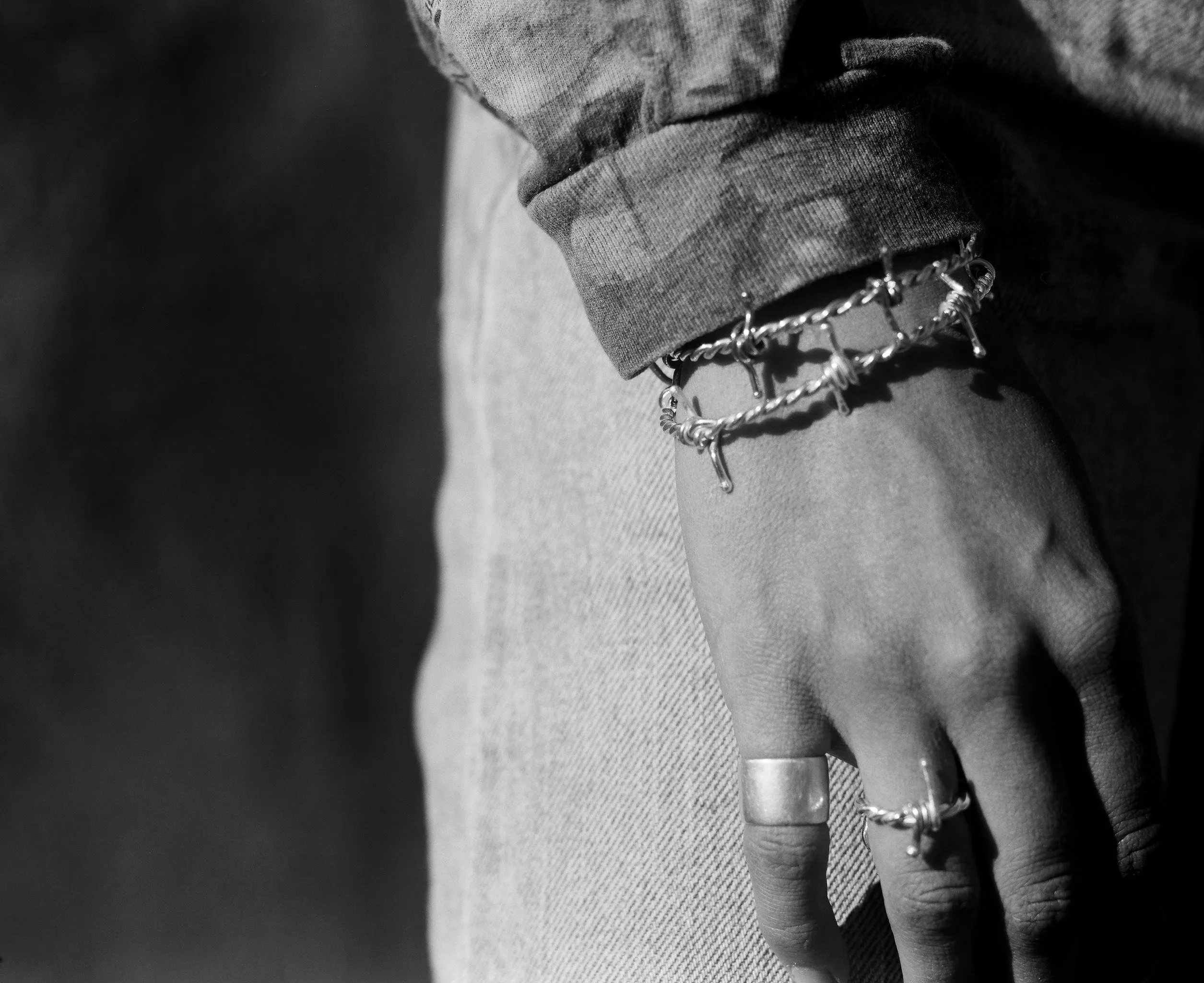 "Don't Fence Me In" Barbed Wire Cuff- Silver