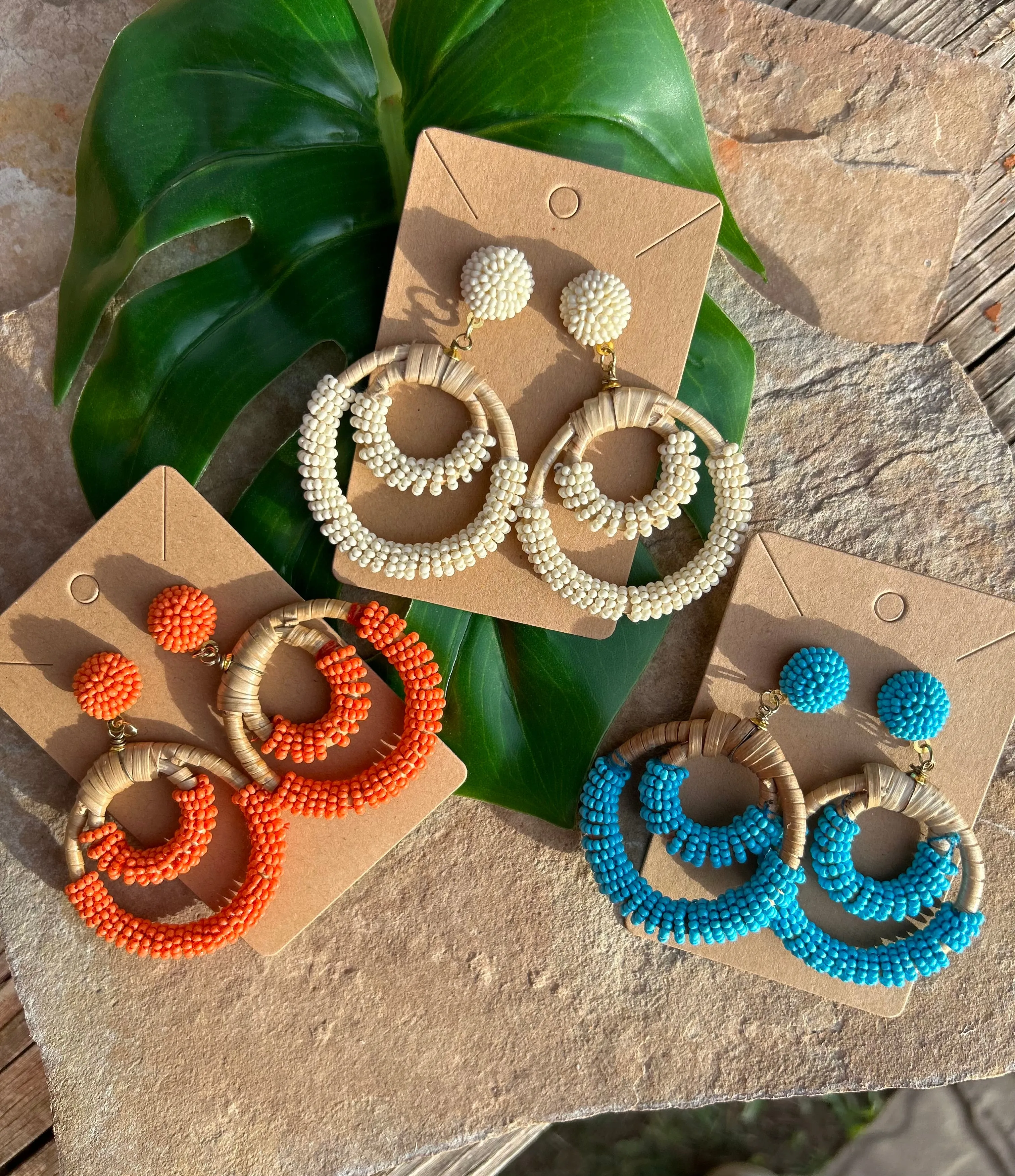 Rattan Sead Bead Hoop Earrings