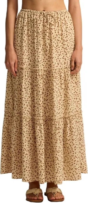Skirts for Women High Elastic Waist Midi Skirt Casual Summer Tie Front Flowy Ruffle Floral Print Skirts