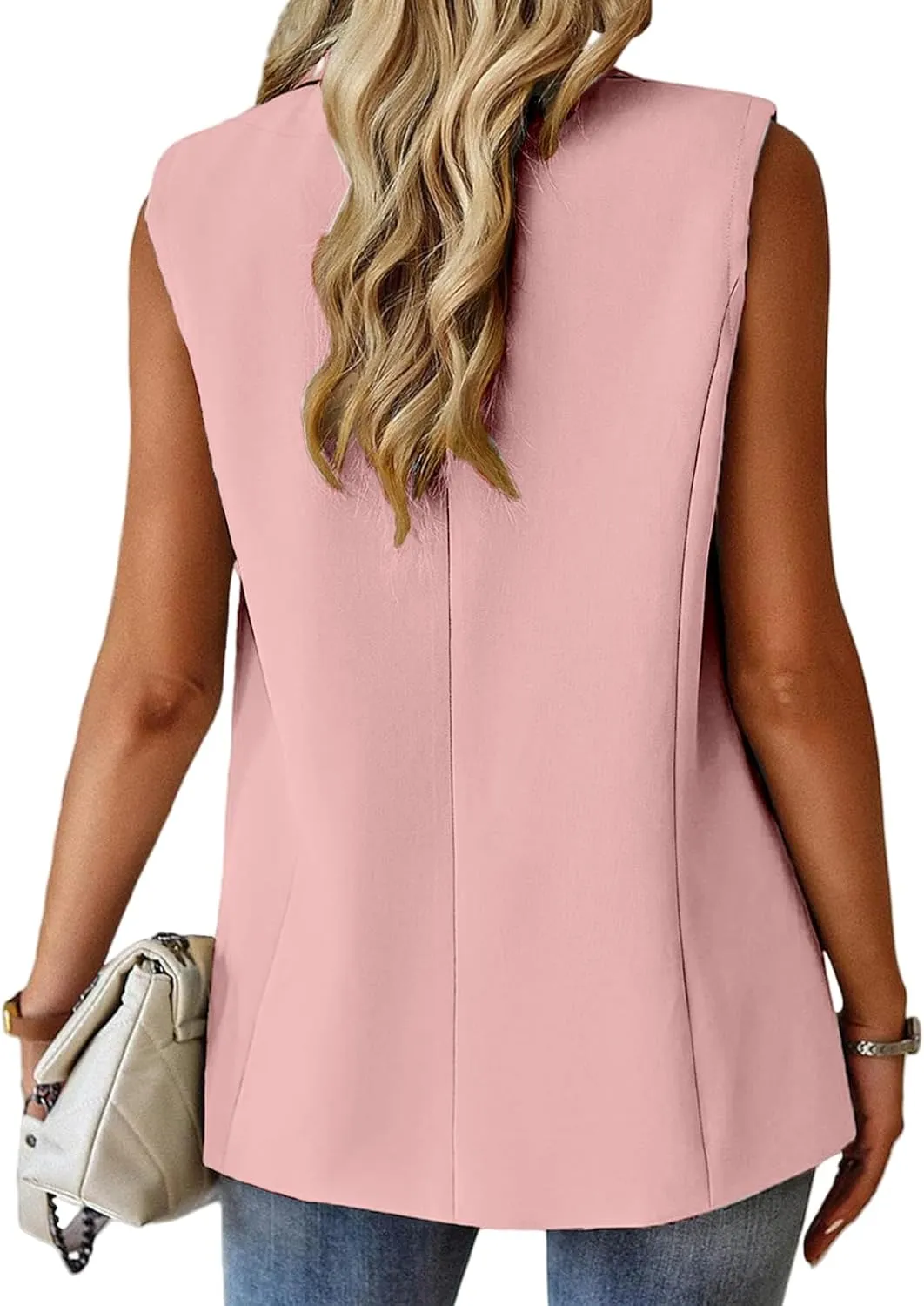 Sleeveless Blazer Vest for Women Casual Work Office Blazers Lightweight Vest Tops Open Front Summer Jacket Waistcoat