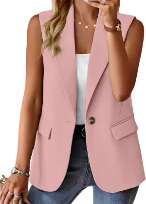 Sleeveless Blazer Vest for Women Casual Work Office Blazers Lightweight Vest Tops Open Front Summer Jacket Waistcoat