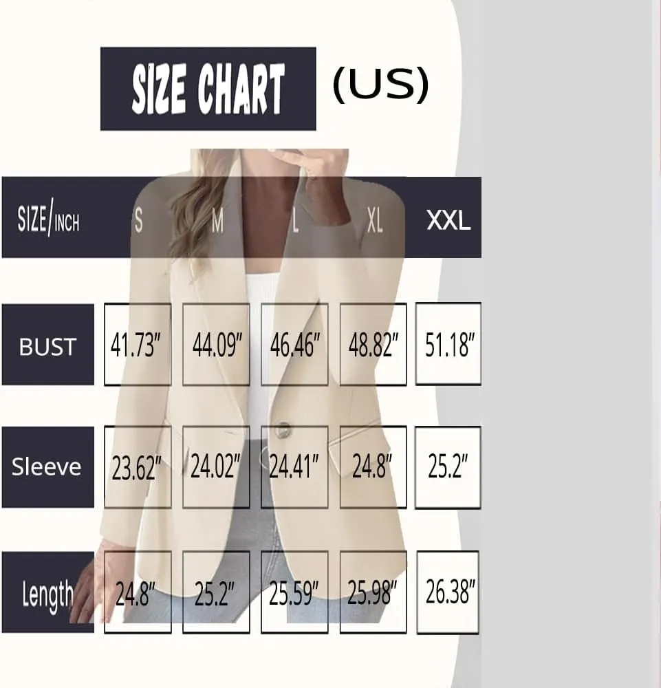 Women Business Casual Blazer with Lined,Professional Work Suit Jacket with Pockets??Long Sleeve Button Open Front