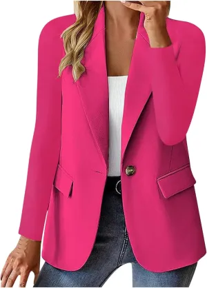 Women Business Casual Blazer with Lined,Professional Work Suit Jacket with Pockets??Long Sleeve Button Open Front