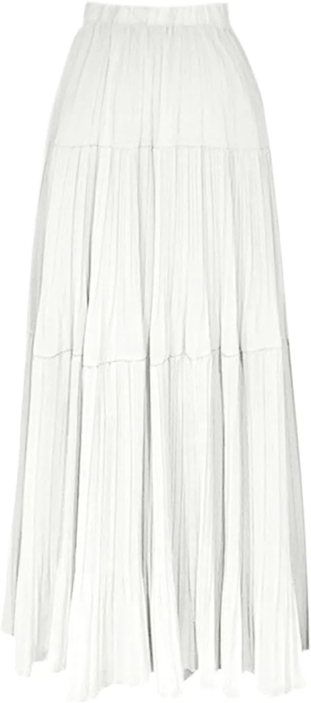 Women Spring-Summer Mesh Chiffon Skirt Elastic High Waist Ankle-Length Skirts Long Mermaid Skirts for Party Prom