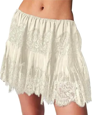 Women Y2k Lace Mini Skirts Low Rise Pleated Ruffle Flowy Skirt Half Slip Asymmetrical Layered Short Skirts Underskirt
